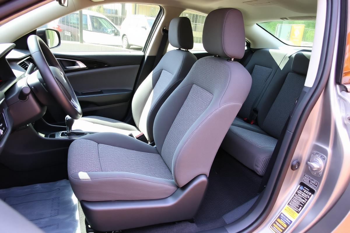 Car interior seats before and after a full valet — after
