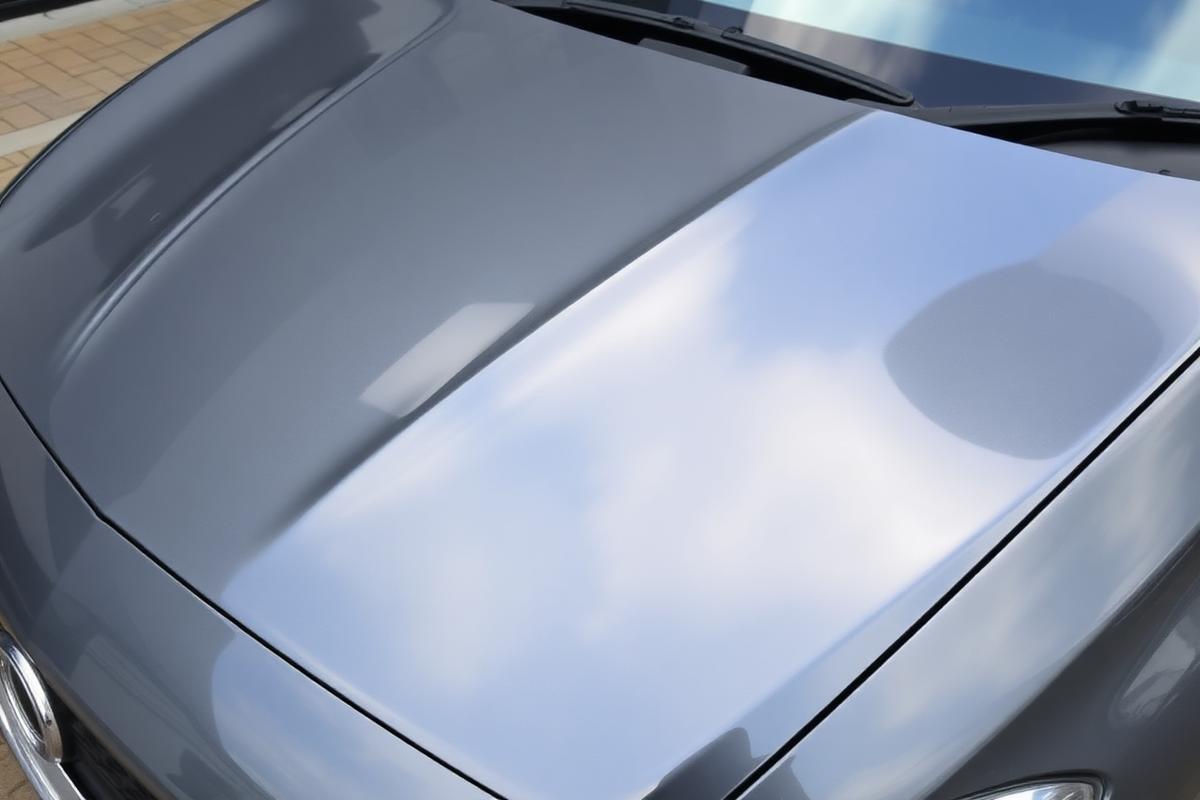 Car bonnet before and after professional detailing — after