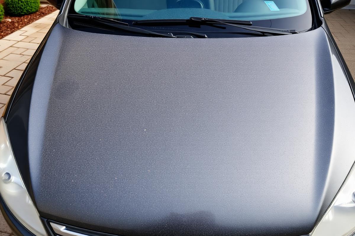 Car bonnet before and after professional detailing — before