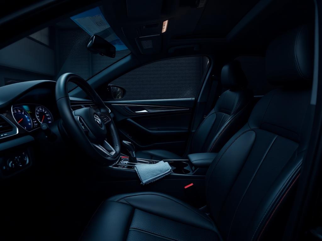 Spotless detailed car interior with clean dashboard and seats