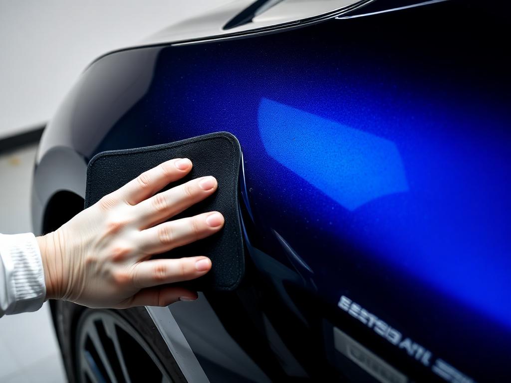 Applying paint protection coating to a dark car panel